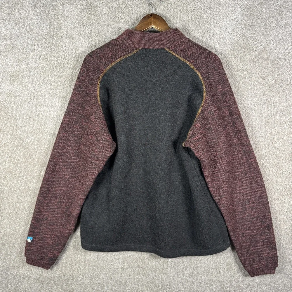 Kuhl Alfpaca Fleece Pullover Mens Large Gray Red‎ 1/4 Zip Hiking Sweater